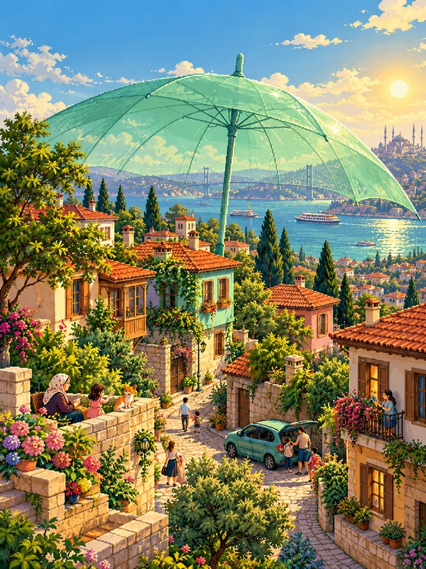 Bereket Sigorta için markanın alanından esinlenen pixel konsept illüstrasyonu